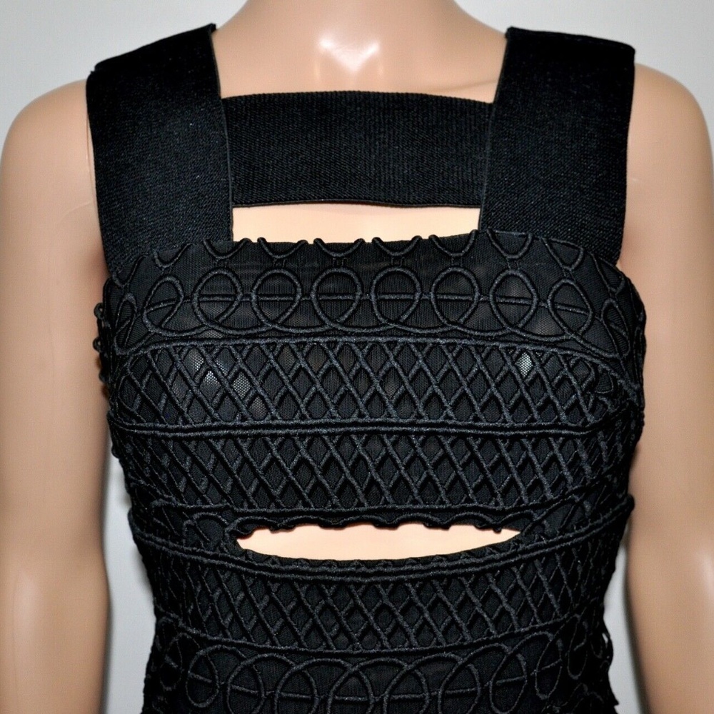 SOLD! SHEIKE Sexy Crochet Fringe Trim Cut Out Midi Dress - Picture 3 of 12